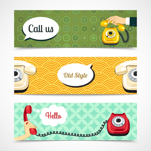 Free vector old telephone banners horizontal