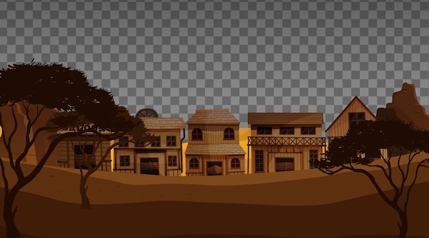 Old Town Village On Transparent Background