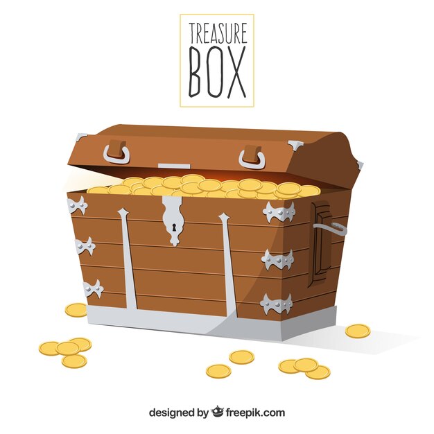 Old treasure chest with flat design