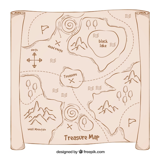 Free vector old treasure map background