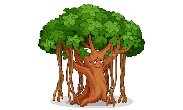 Free vector old tree cartoon illustration