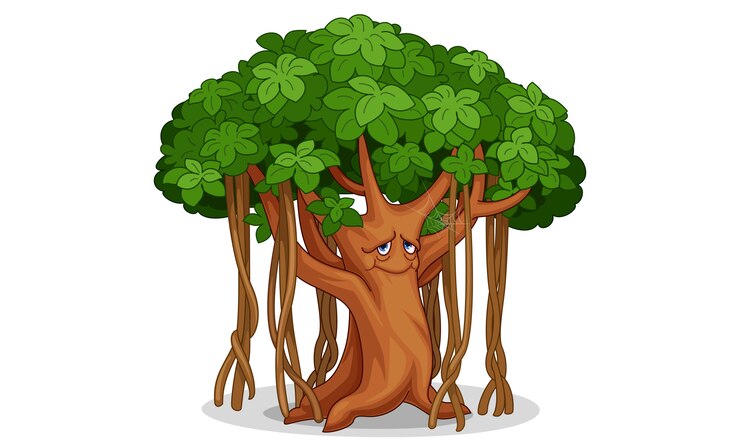 Free Vector old tree cartoon illustration
