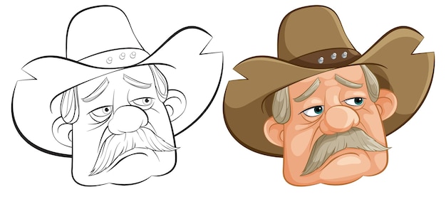 Free vector old western cowboy faces illustration