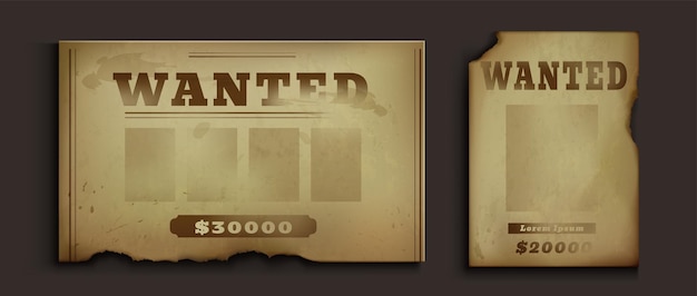 Free vector old western poster with wanted sign