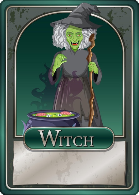 Old witch character game card template