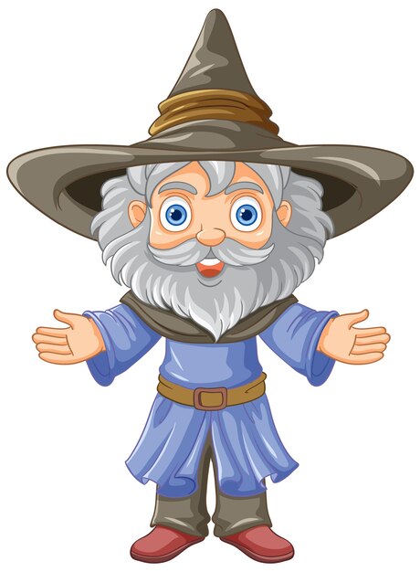Бесплатное векторное изображение Старый волшебник в шляпе с длинной бородой