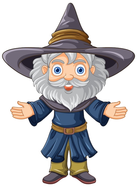 Free vector old wizard wearing a hat with a long beard