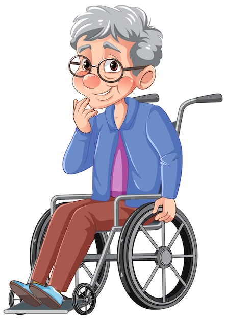 휠체어에 앉아있는 할머니