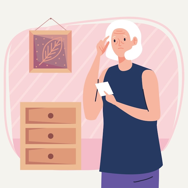Free vector old woman with alzheimer