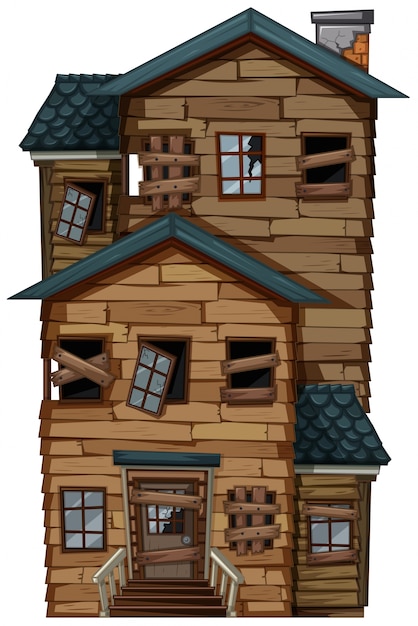 Старый деревянный дом с дымоходом