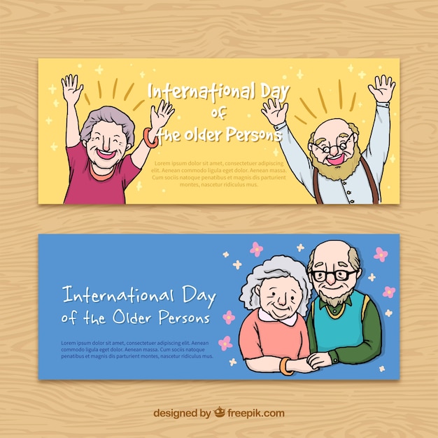 Free vector older persons day banner collection