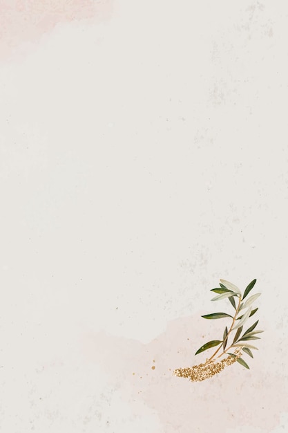 Olive branch on a beige texture background