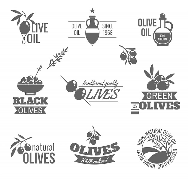 Free vector olive oil badges in vintage style