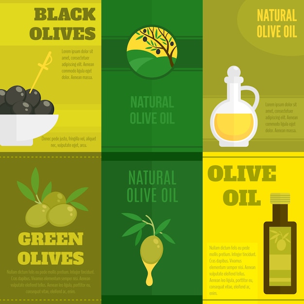Free vector olives illustration with text template set