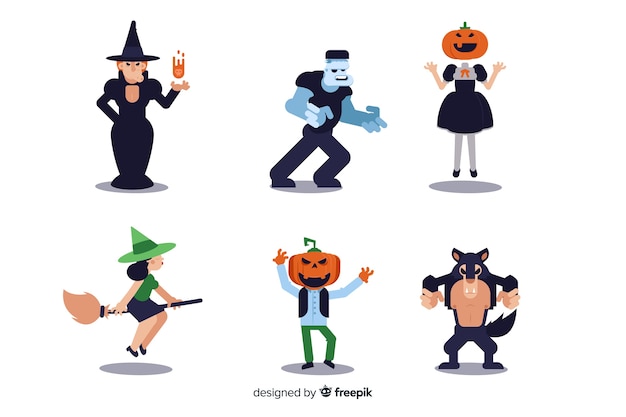 フラットなデザインのハロウィーンキャラクターの選択