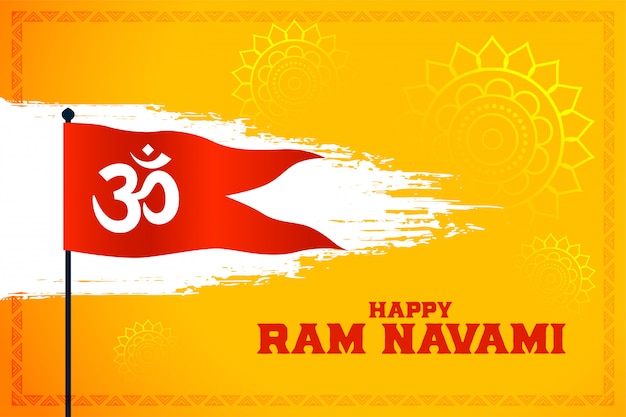 Free vector om symbol flag for happy ram navami festival