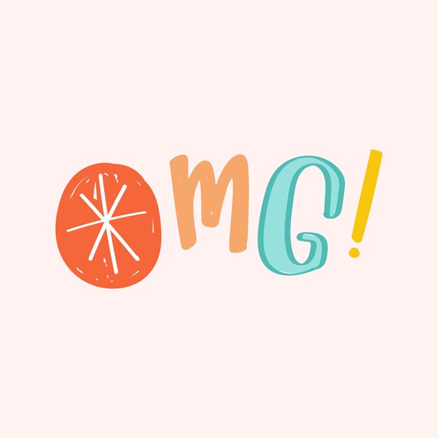 OMG! doodle word colorful vector clipart