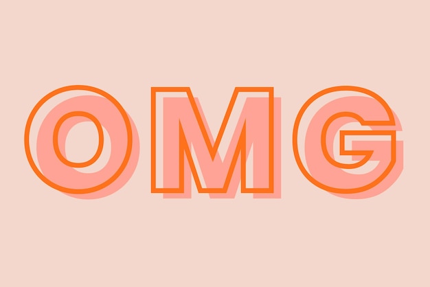 Free vector omg typography on a pastel peach background vector