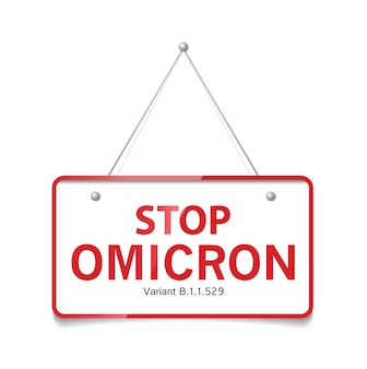 Omicron covid19 코로나바이러스 변종 타이포그래피 로고 sars cov2 정지 신호의 새로운 변종 omicron