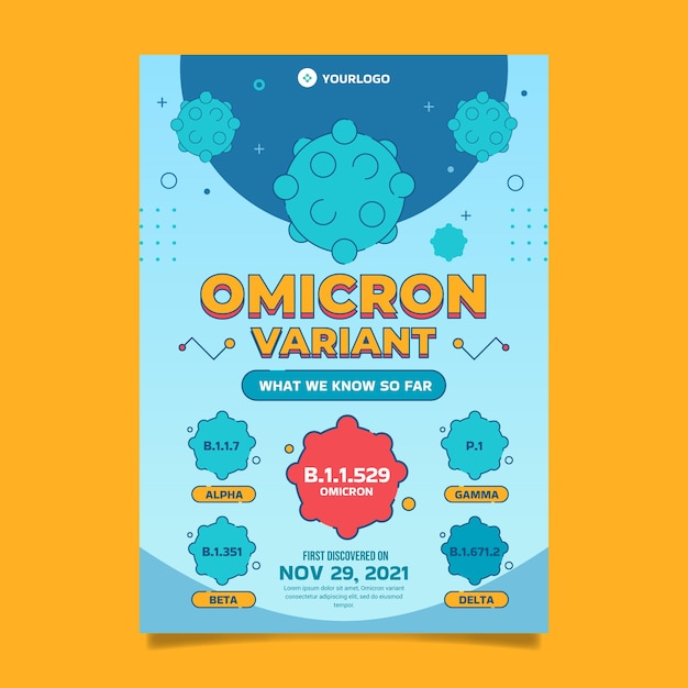 Vettore gratuito modello di poster variante omicron