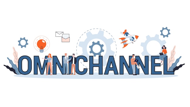 Omnichannel concept. many communication channels with customer. online and offline retail helps to grow your business.   illustration
