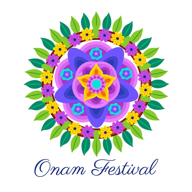 Onam traditional floral decor illustration