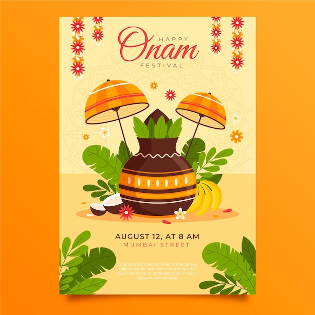 Free vector onam vertical poster template