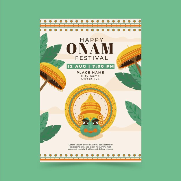 Onam вертикальный шаблон плаката