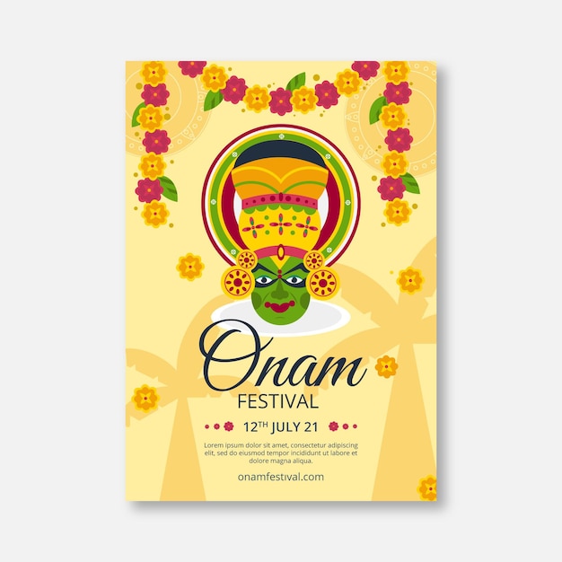 Vettore gratuito modello di poster verticale onam