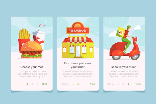 Onboard screens app food delivery