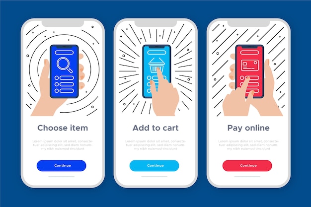 Onboarding app concept for purchase