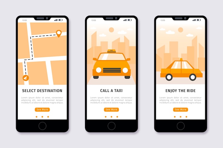 Free Vector onboarding app design for taxi service