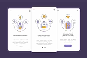 Free vector onboarding app screens for recycle