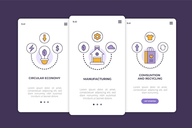 Onboarding app screens for recycle