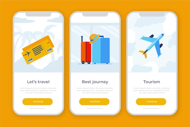 旅行用のオンボーディングアプリのテーマ