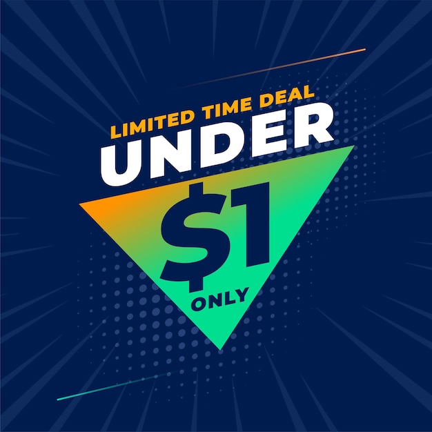 Under one dollar sale banner for promotion