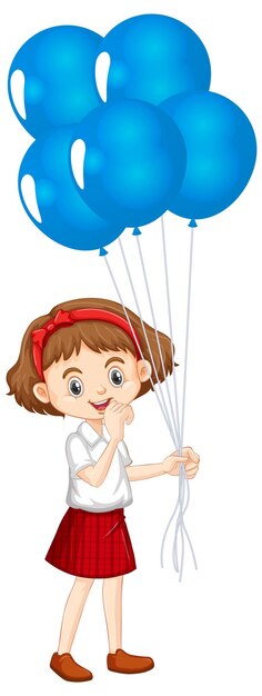 Free vector one happy girl blue balloons