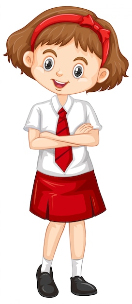 Бесплатное векторное изображение Одна счастливая девушка в красной юбке