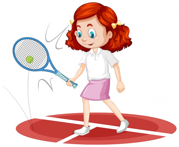 Free vector one happy girl playing tennis