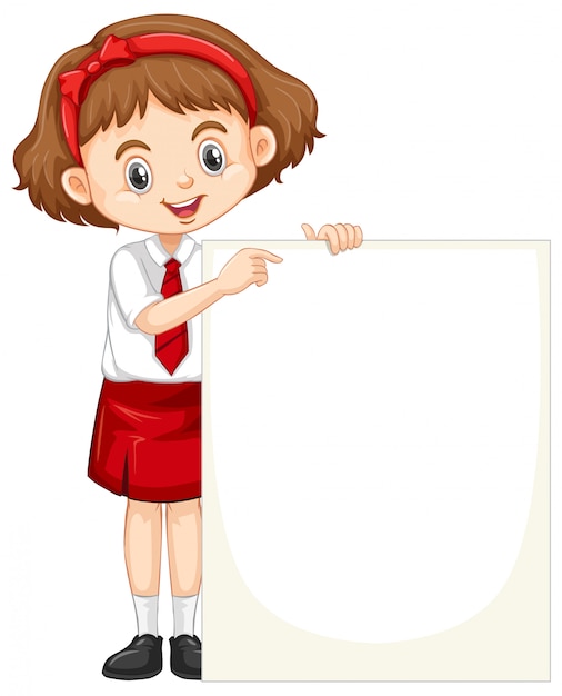 Free vector one happy girl with blank board