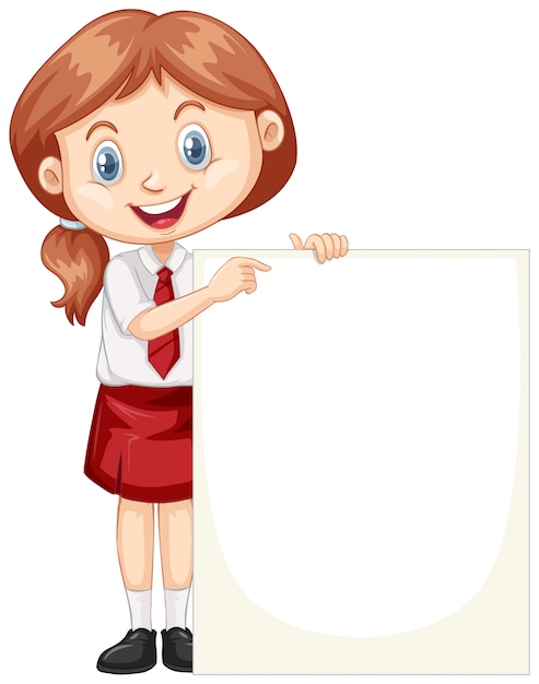 Free vector one happy girl with blank board