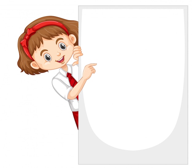 Free vector one happy girl with blank board