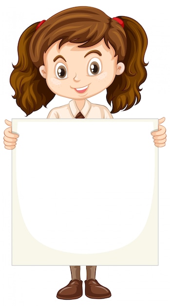 Free vector one happy girl with blank paper