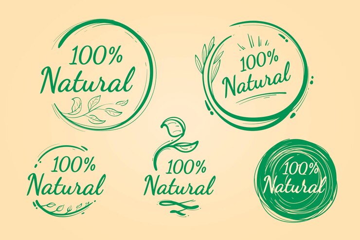Free Vector one hundred percent natural badge pack