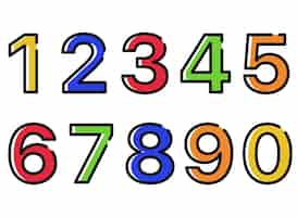 Free vector one to nine numbers cartoon style