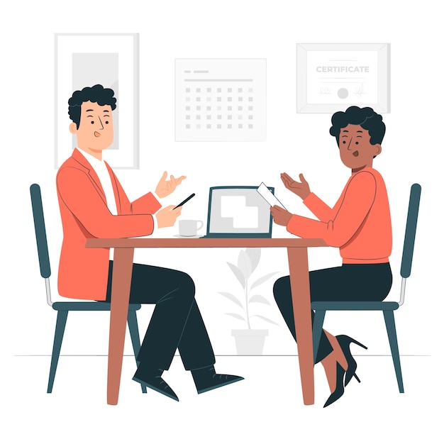 Free vector one to one meeting concept illustration