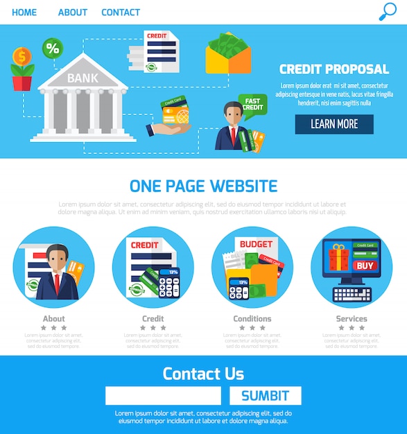 One page credit proposals for website