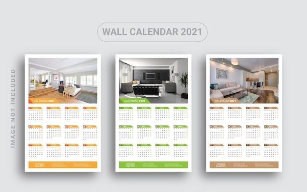 One page wall calendar 2021
