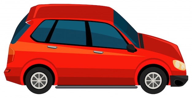 One red SUV car on white background