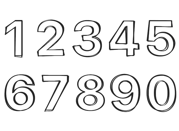 Бесплатное векторное изображение От одного до девяти чисел, нарисованных вручную